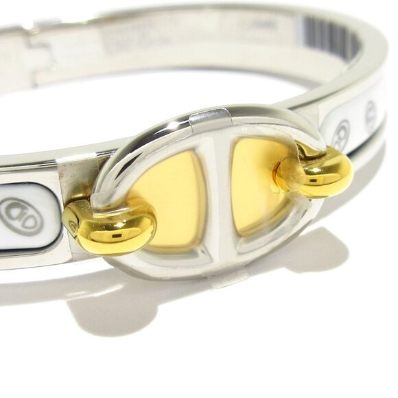Auth HERMES Mini Click Shane Dunkle - Silver White Gold Hardware Bangle - Picture 6 of 7